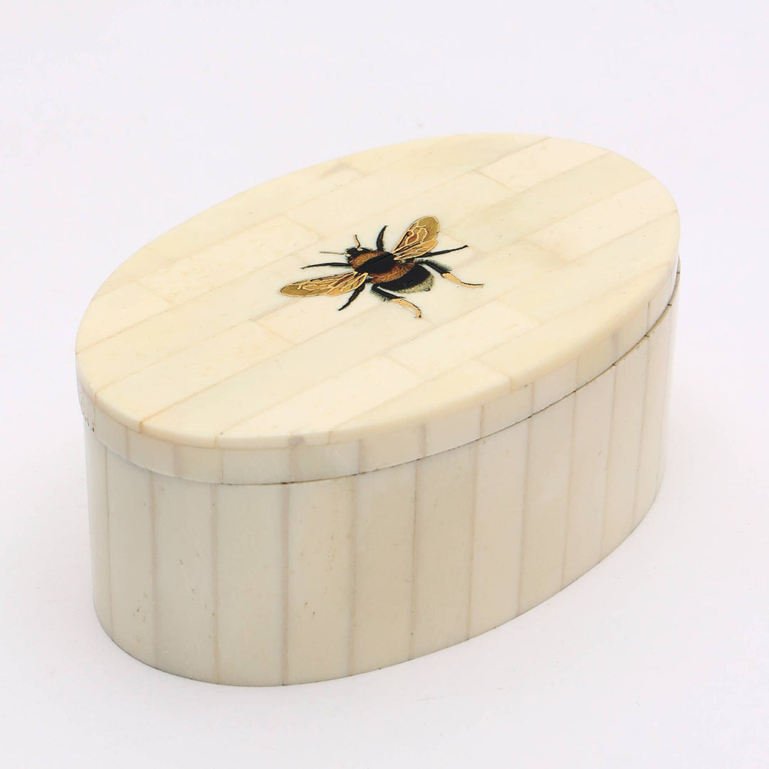 Decorative Storage Box with White Bone Material - 3.25"X5"X2"