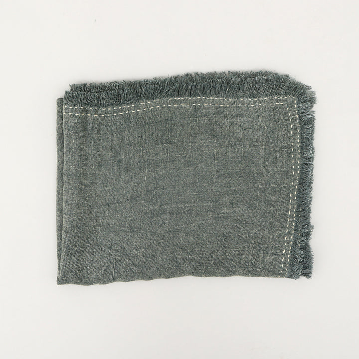 Stonewashed Linen Woven Throw Blanket with Fringe – 52" x 68"