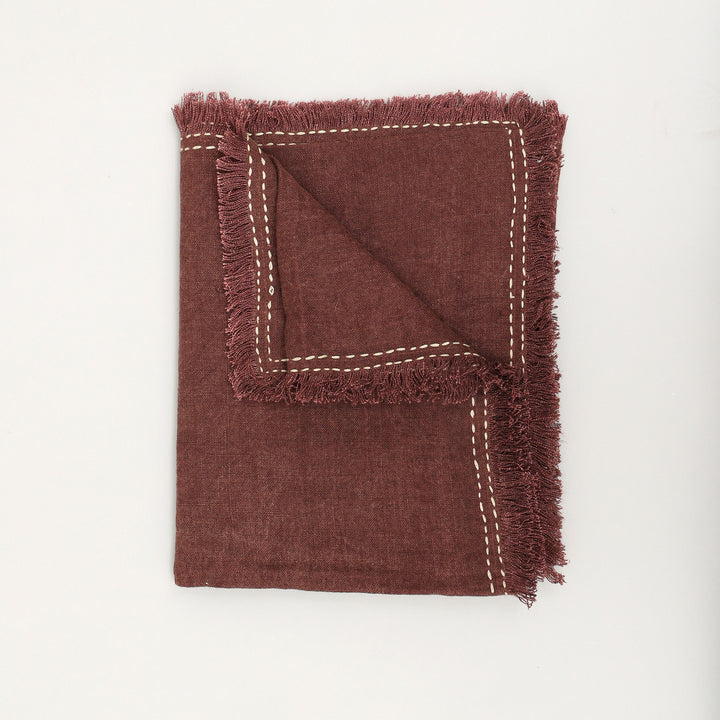 Stonewashed Linen Woven Throw Blanket with Fringe – 52" x 68"