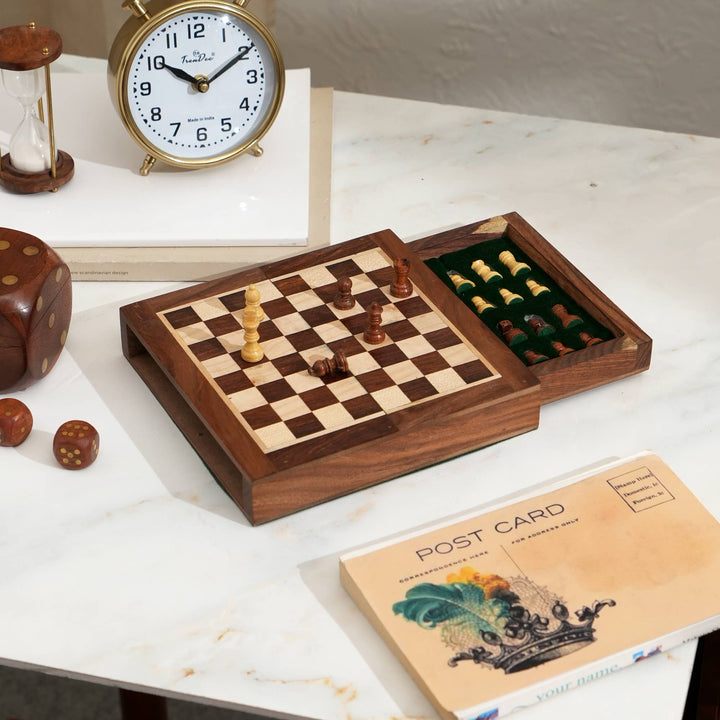 Wooden Chess Game Set - 7"x7"