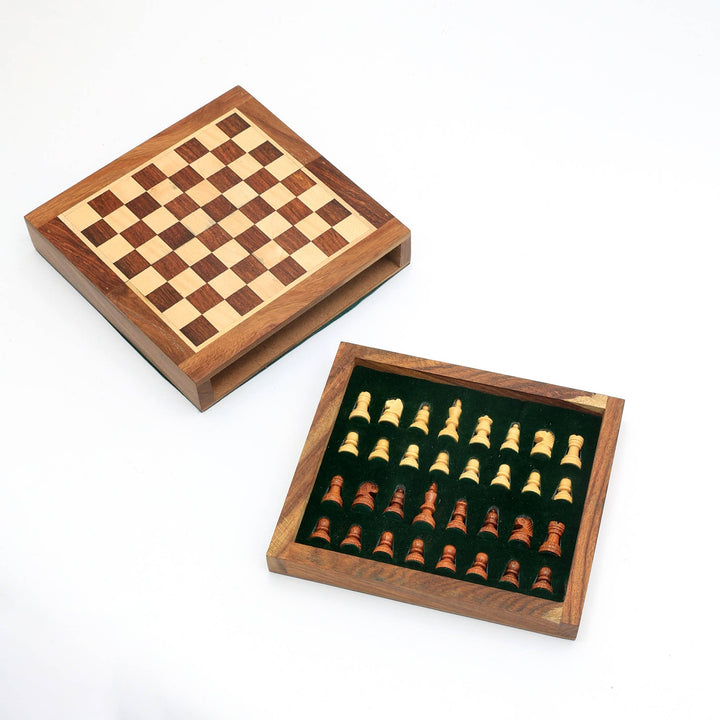 Wooden Chess Game Set - 7"x7"
