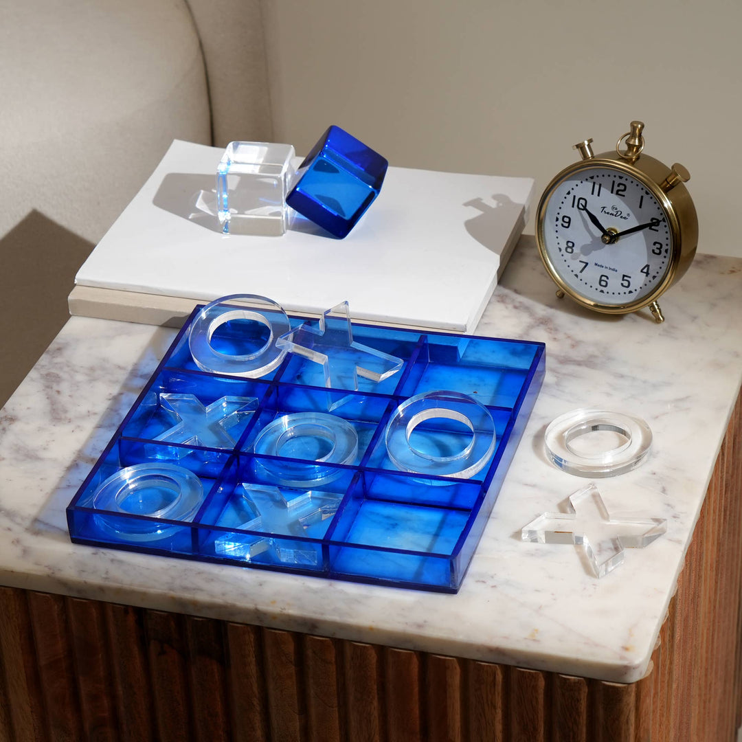 Acrylic Blue Tik Tack Toe Game Set