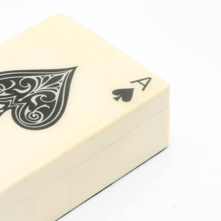 Wooden Printed White Card Box with Cards - 4.75"x3.35"x1.75"