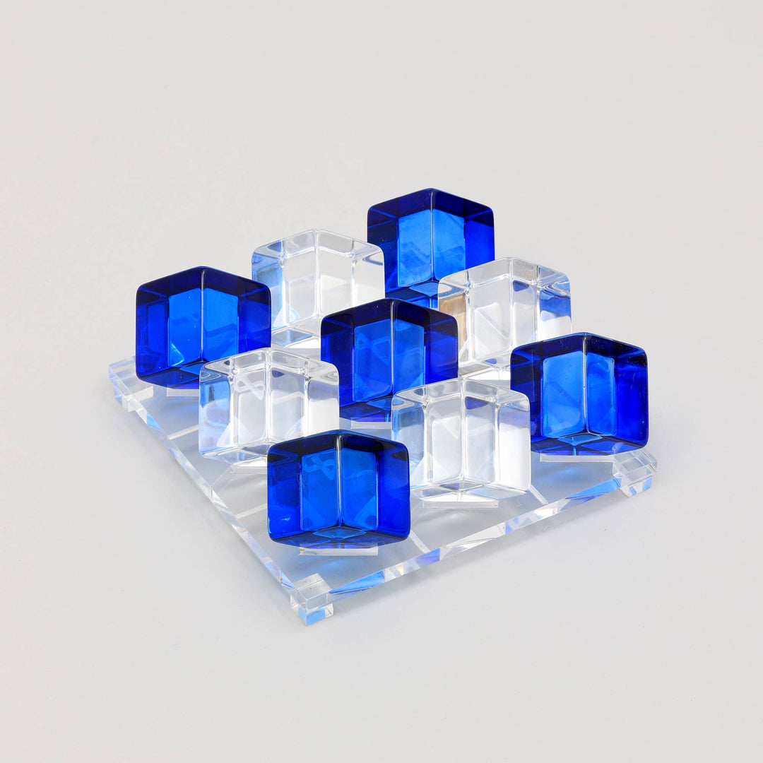 Acrylic Blue & White Tik Tack Toe Game Set