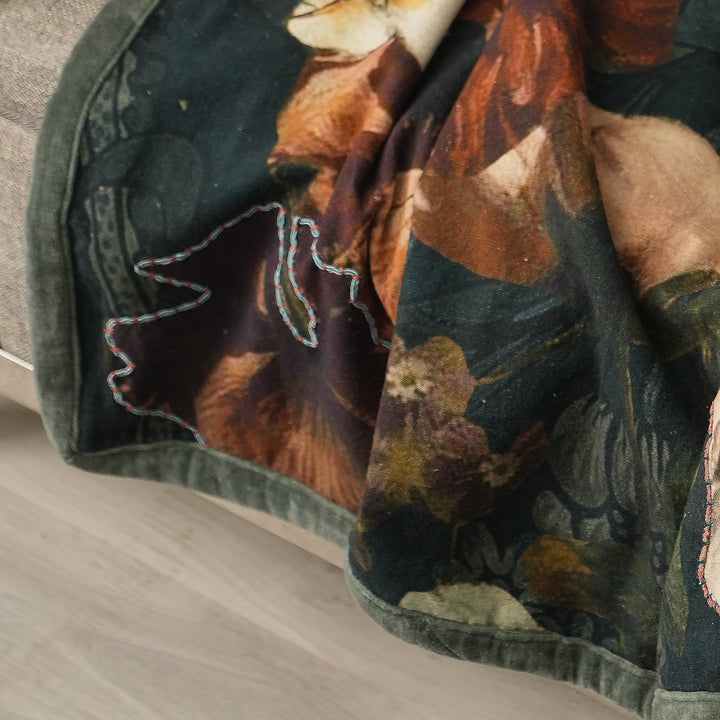 Cotton Printed With Embroidery Throw