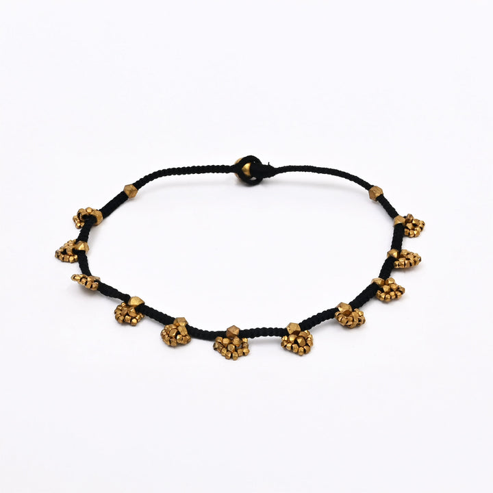 Tribal Brass Bead Necklace | Handcrafted Cotton Thread Ethnic Jewelry