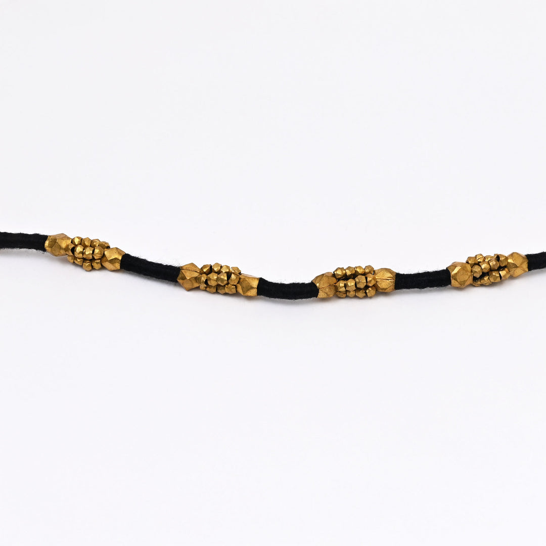 Tribal Brass Cotton Thread Necklace | Handmade Beaded Ethnic Jewelry Set