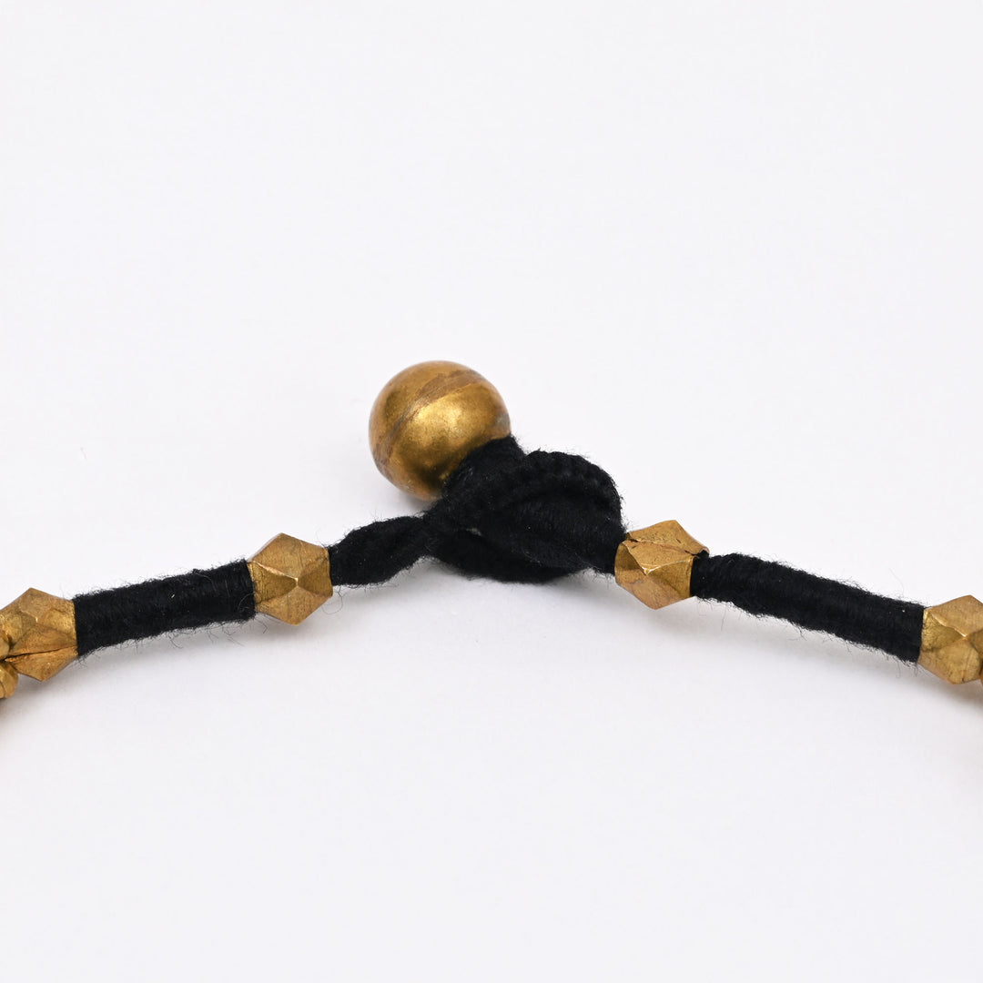Tribal Brass Cotton Thread Necklace | Handmade Beaded Ethnic Jewelry Set
