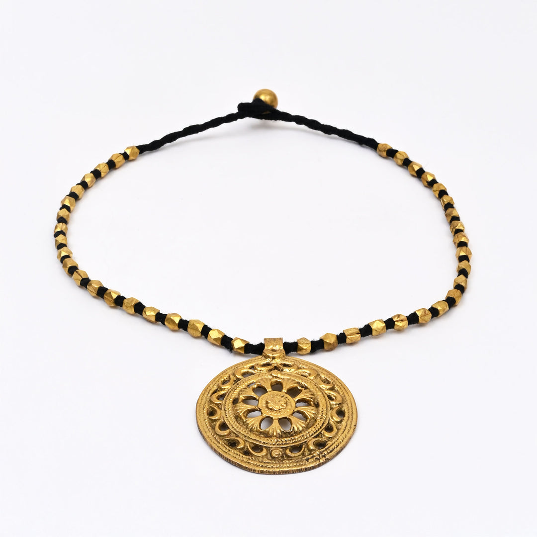 Ancient Tribal Brass Necklace | Modern Cotton Thread Handmade Bead Jewelry