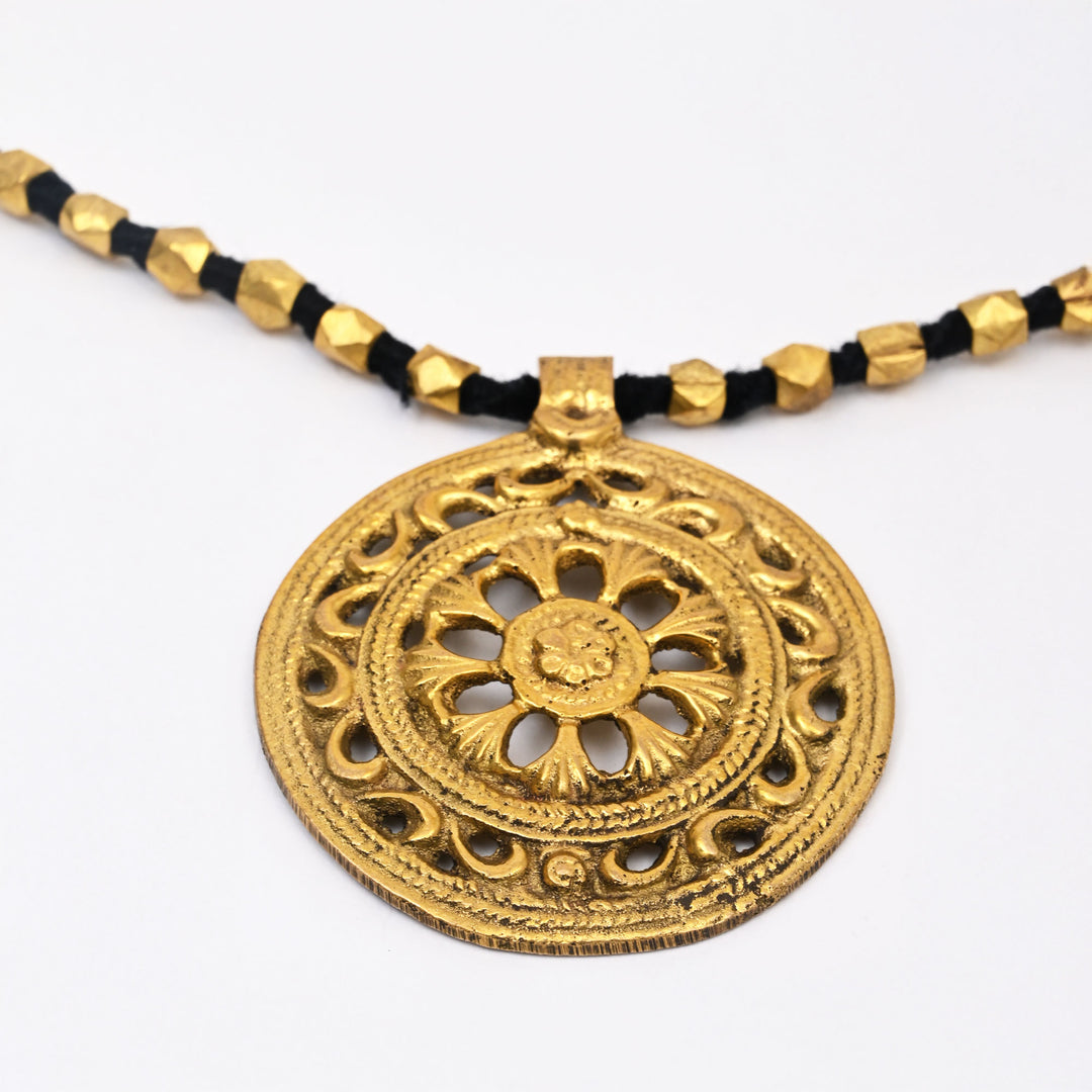 Ancient Tribal Brass Necklace | Modern Cotton Thread Handmade Bead Jewelry