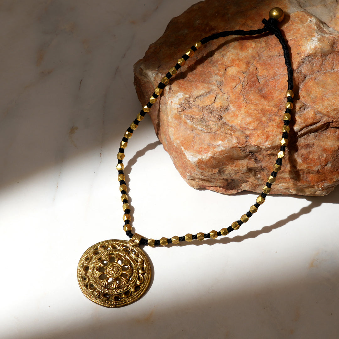 Ancient Tribal Brass Necklace | Modern Cotton Thread Handmade Bead Jewelry