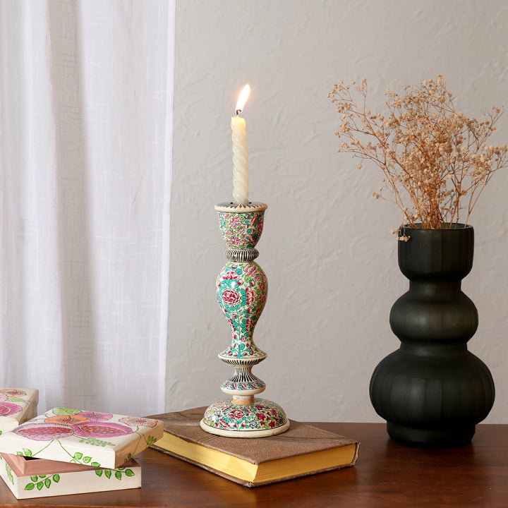 Handcrafted Paper-Mache Candle Stand | Ecofriendly Decorative Holder