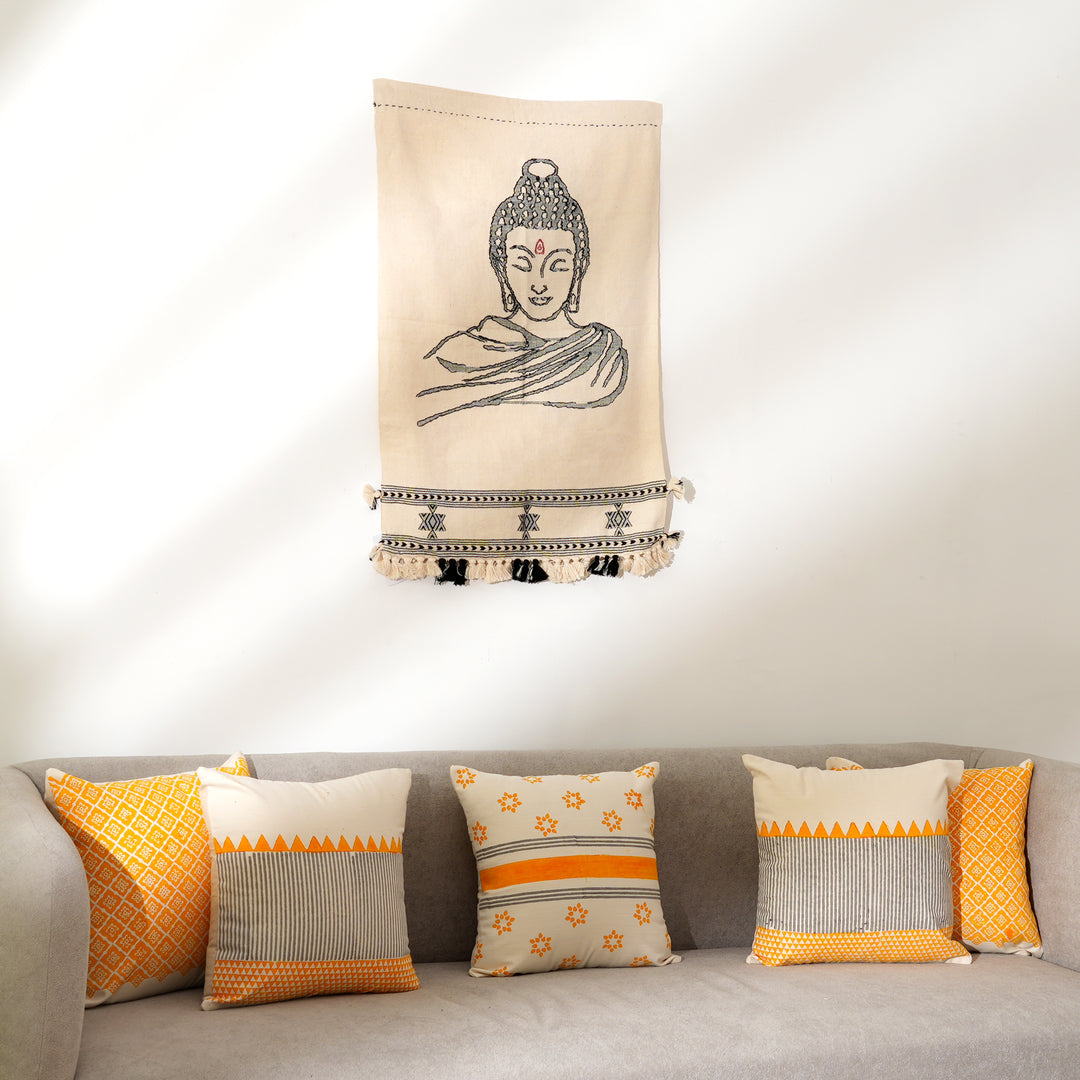 Kala Cotton Wall Hanging | Handloom Woven | Black & White | Kutch Craftsmanship | 32X21"
