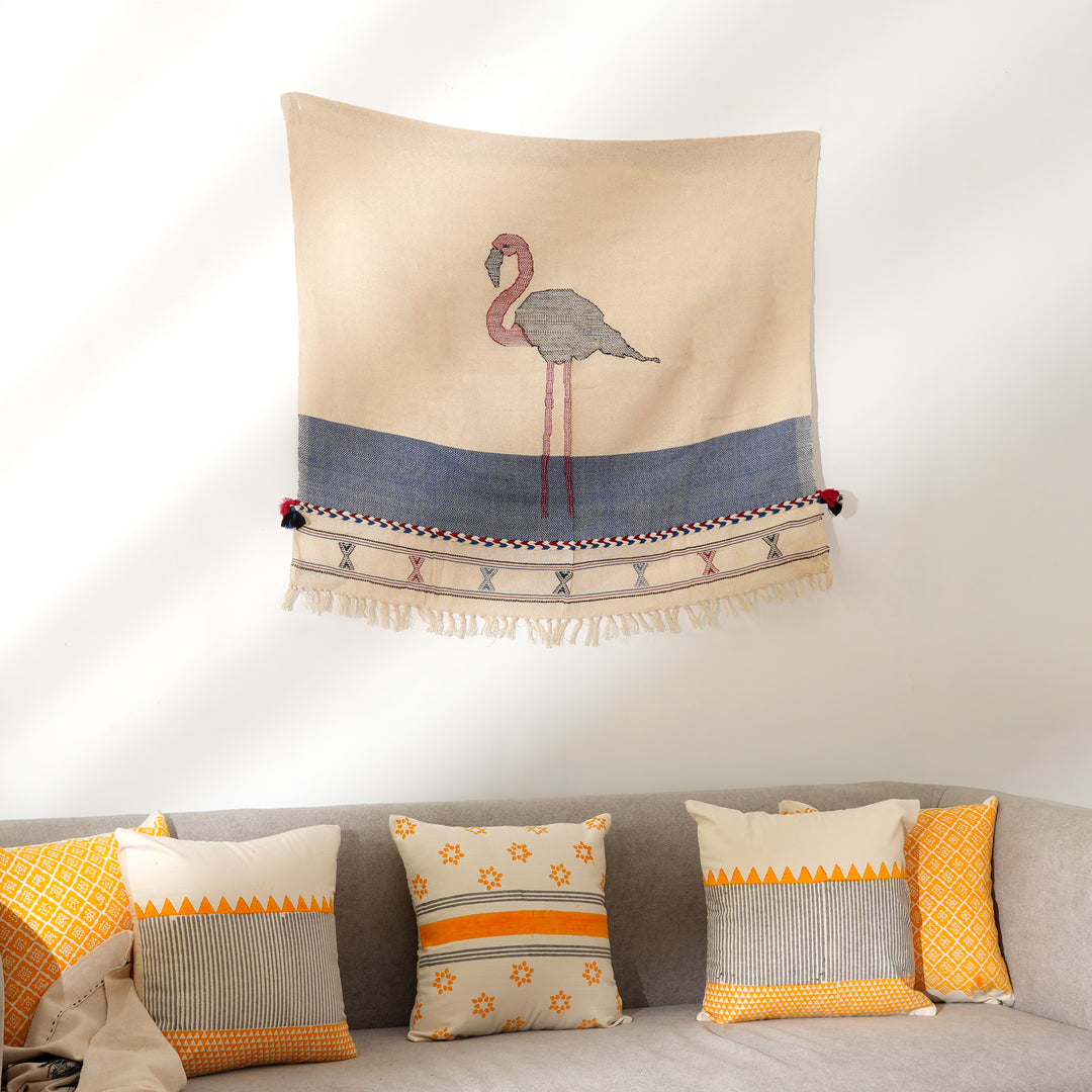 Kala Cotton Wall Hanging | Handloom Woven | Black & White | Kutch Craftsmanship|32X38"