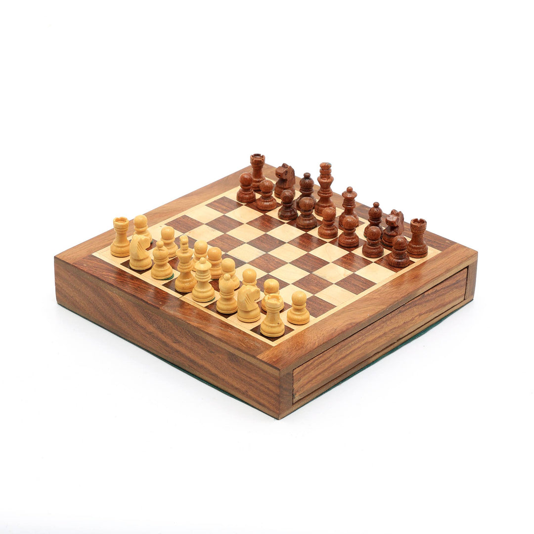 Wooden Chess Game Set - 7"x7"