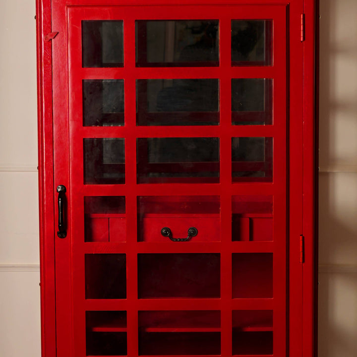 Drinks Cabinet Wine Rack BT Telephone Box Bar Red 81"