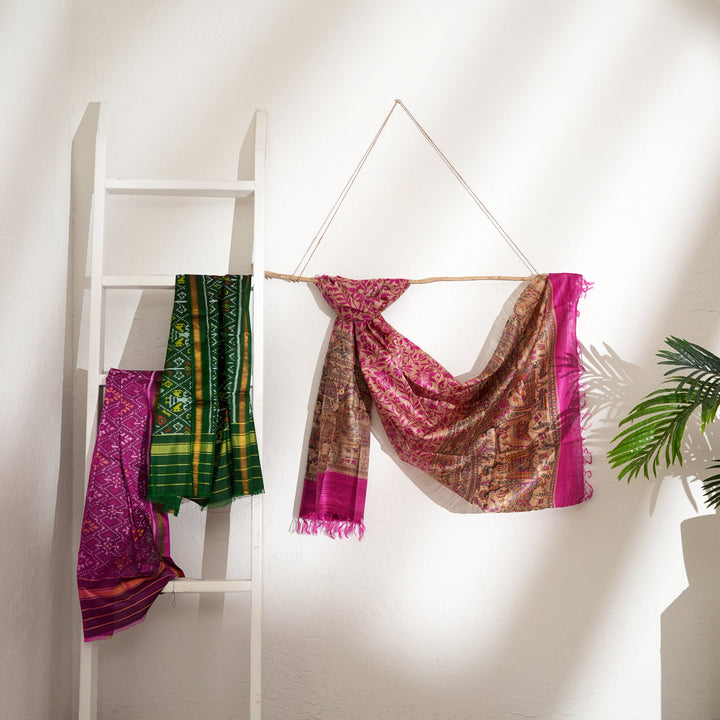Ikat Patola Handloom Silk Stole | 86" x 22.5"
