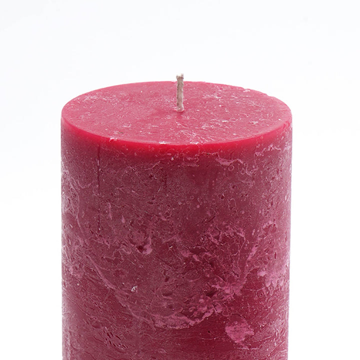 Set of 2 Rustic Pillar Candle Red