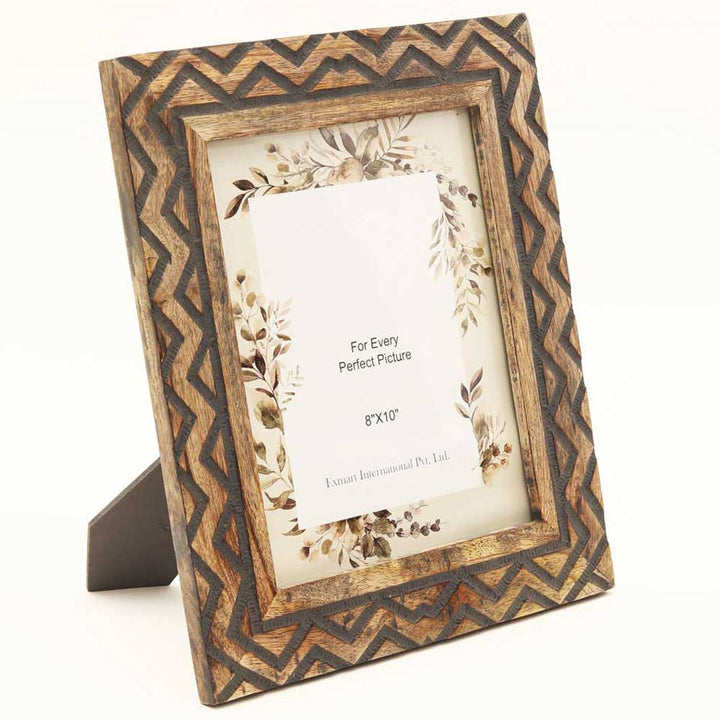 Wooden Carving Photo Frame 8'' X 10'' - Distress Black