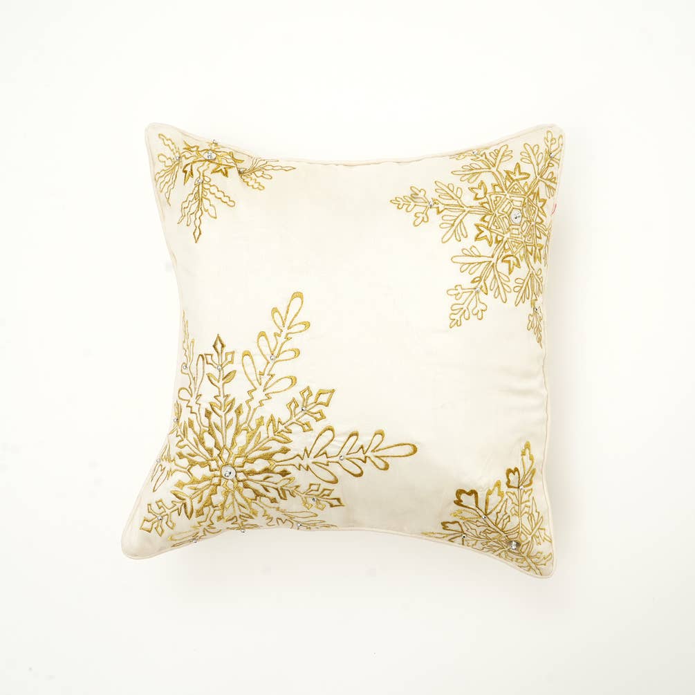 Shining Snowflakes In Bead Work Cushion