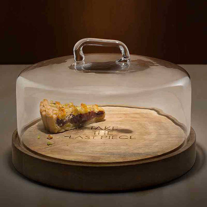 Cylindrical Glass Cloche With Wooden Base / Transparent / 11.75 X 11.75 X 8.5 Inches (L X W X H) / Moq - 2 Pcs