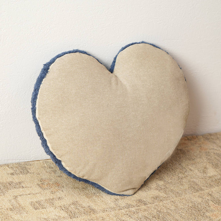 Heart Shape Tufted Pillow In Blue Colour