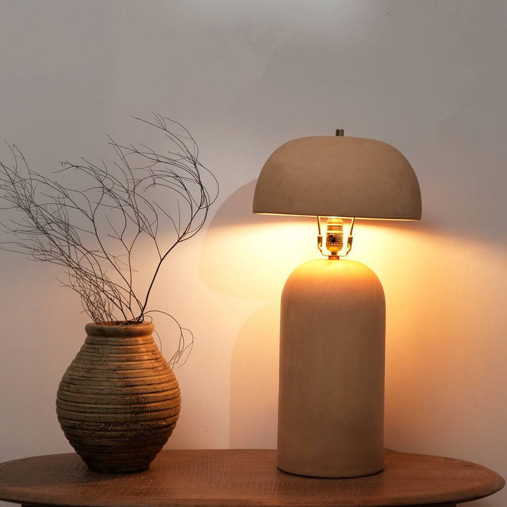 Handcrafted Decorative Beige Ceramic Table Lamp - 13"x13"x24.5"
