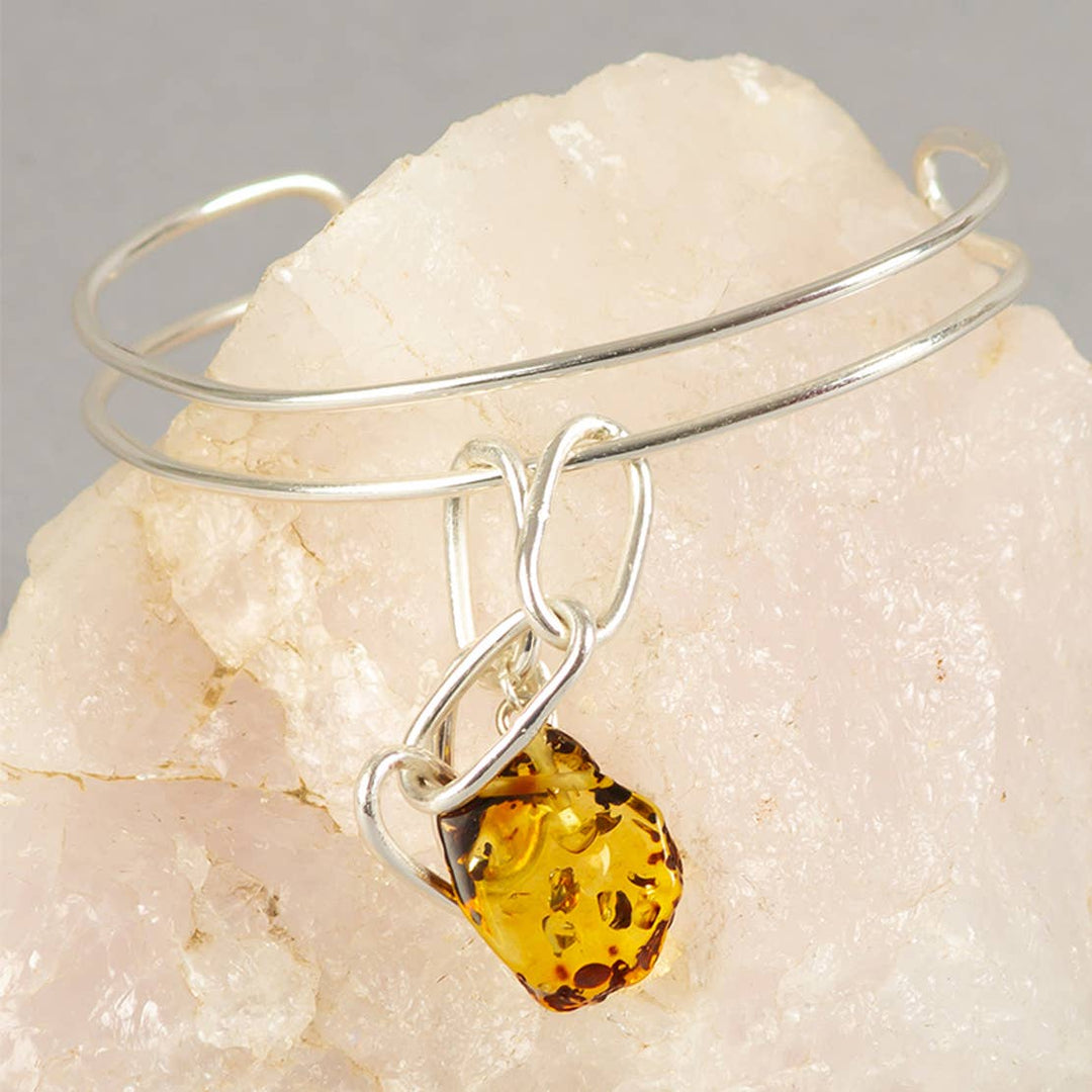 Lava Bangle / Silver & Yellow - Brass & Stone / 3.75 X 2.5 Inches (L X W) / Moq - 4 Pcs