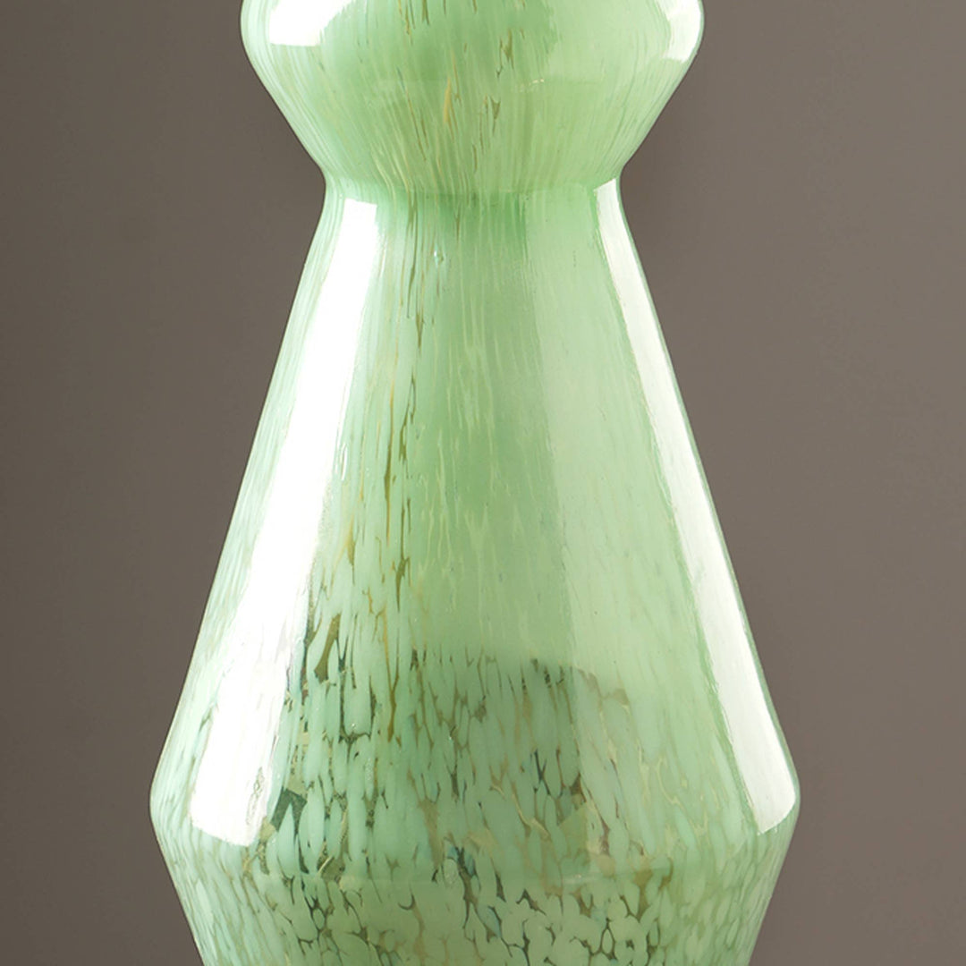 White Splutter Green Glass Vase