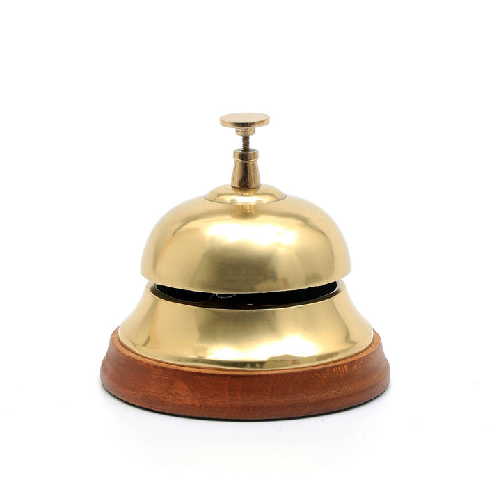 Decorative Gold Polished Desk Bell - Tabletop Object - 4.25" Dia