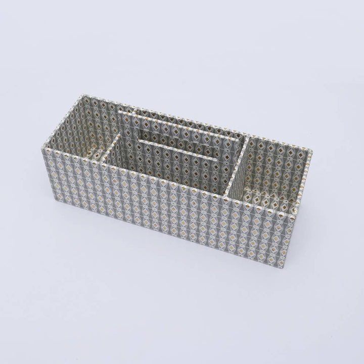 4 Section Desk Organizer / Grey - Recycled Cotton Paper / 14 X 4.75 X 4.5 Inches (L X W X H) / Moq - 2 Pcs