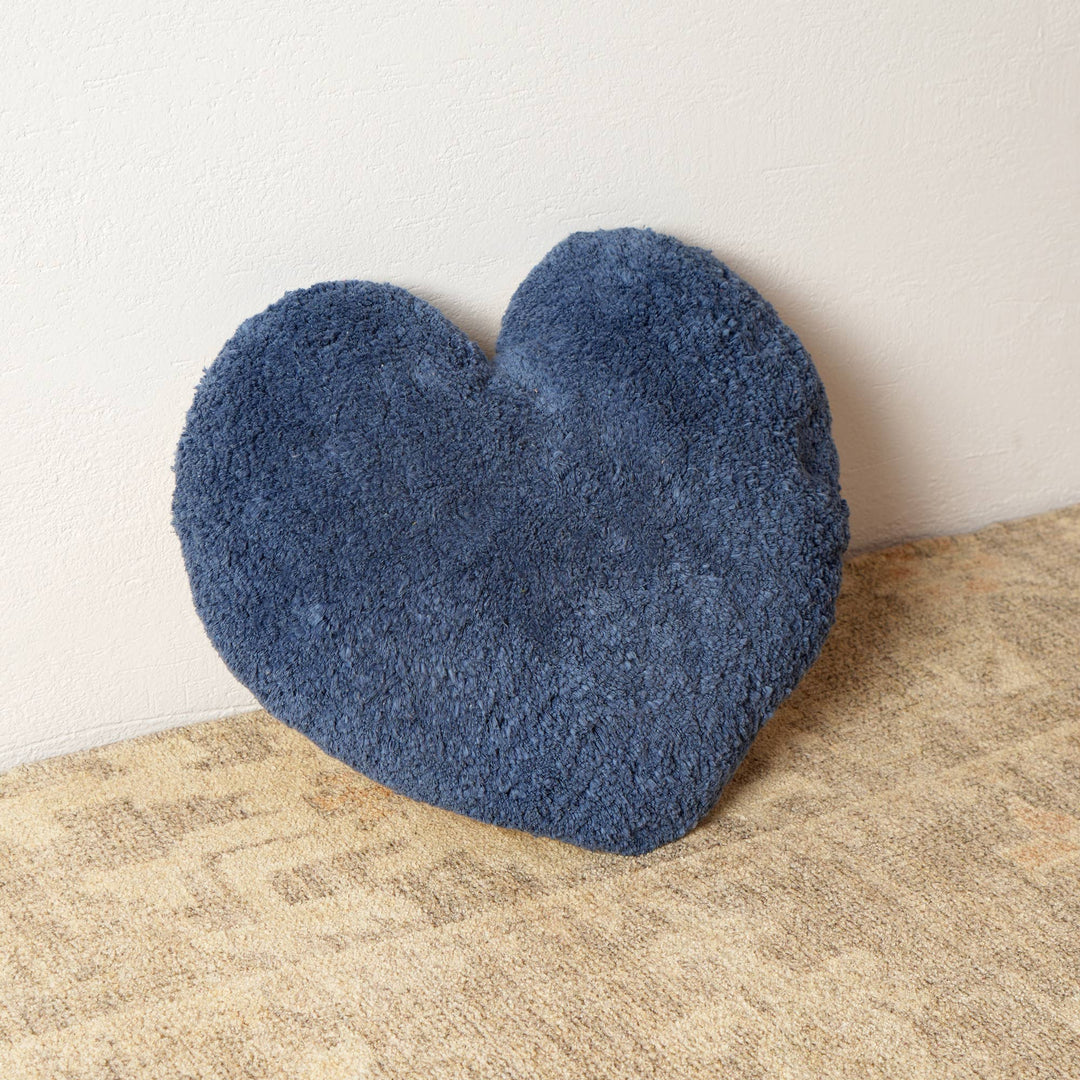 Heart Shape Tufted Pillow In Blue Colour