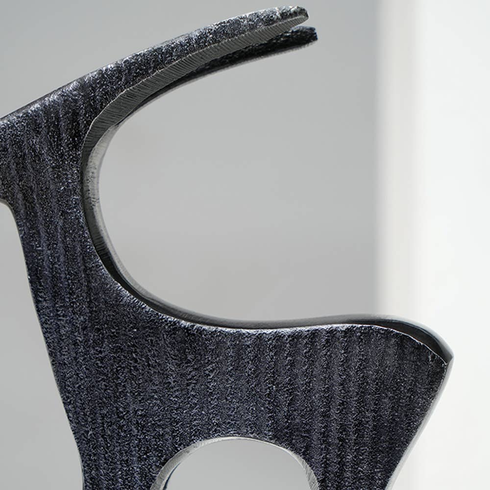 Sculpture | Black Ribbed Deer Aluminum Table Décor | Stylish Modern Deer Accent for Home and Office