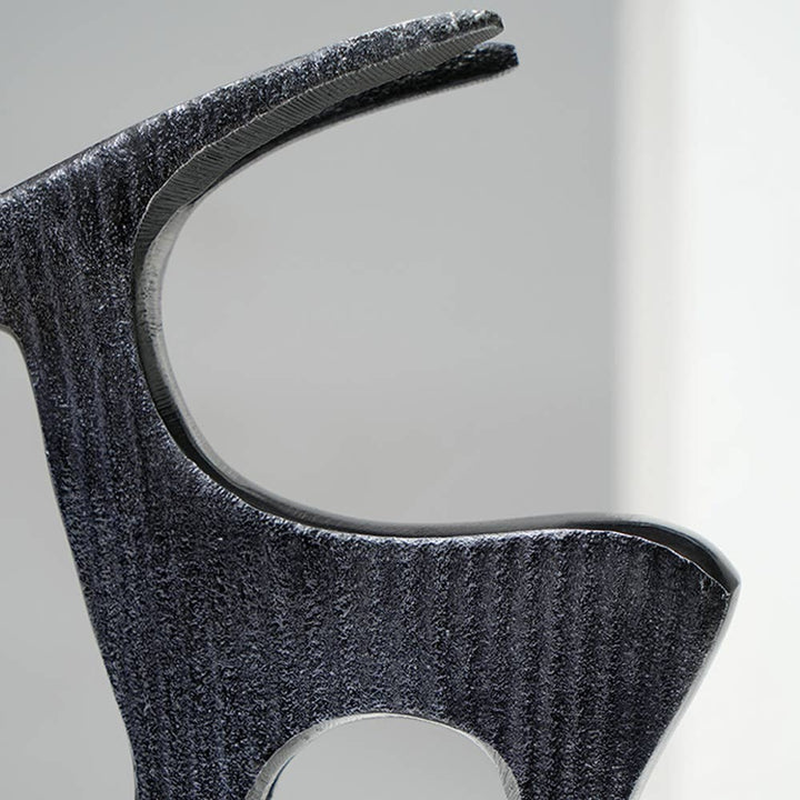 Sculpture | Black Ribbed Deer Aluminum Table Décor | Stylish Modern Deer Accent for Home and Office