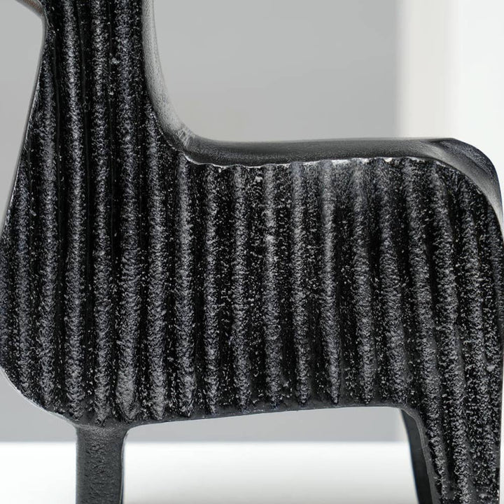 Sculpture | Black Ribbed Llama Aluminum Table Décor | Unique Modern Art Piece for Home Interiors