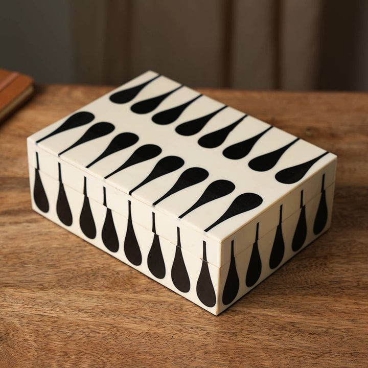 Decorative Box White &  Black Set Of 3