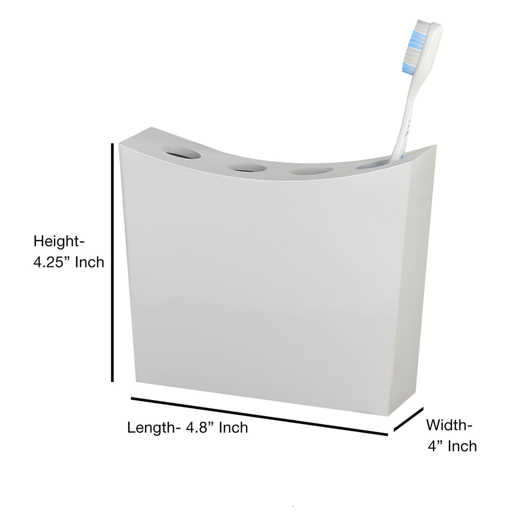 Toothbrush Holder | Compact Multi-Slot Holder for Toothbrushes,Razors & Makeup Accessories | White Resin