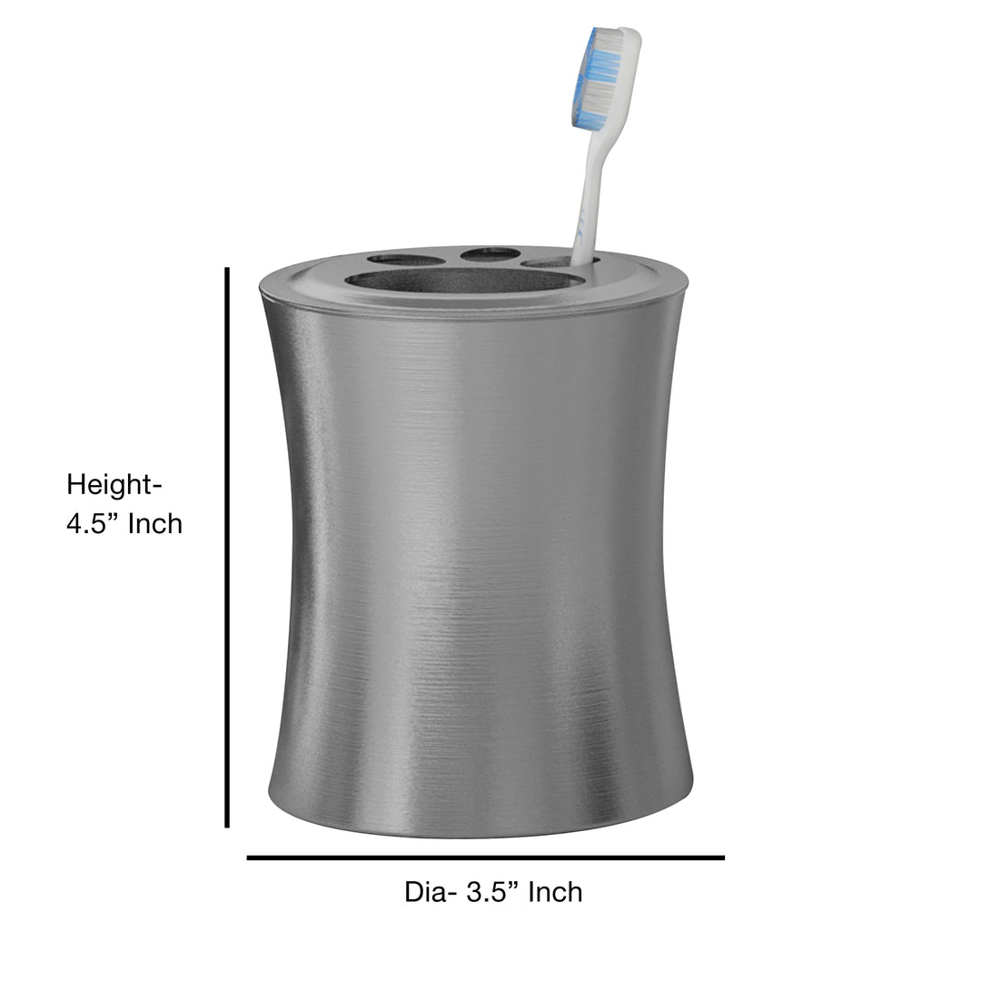 Metal Toothbrush Holder | Compact Multi-Slot Holder for Toothbrushes,Razors & Makeup Accessories |  Brushed