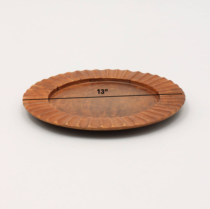 Wood Charger Plate | Handmade 13" Artisan Wooden Tableware | Rustic Dining Accent
