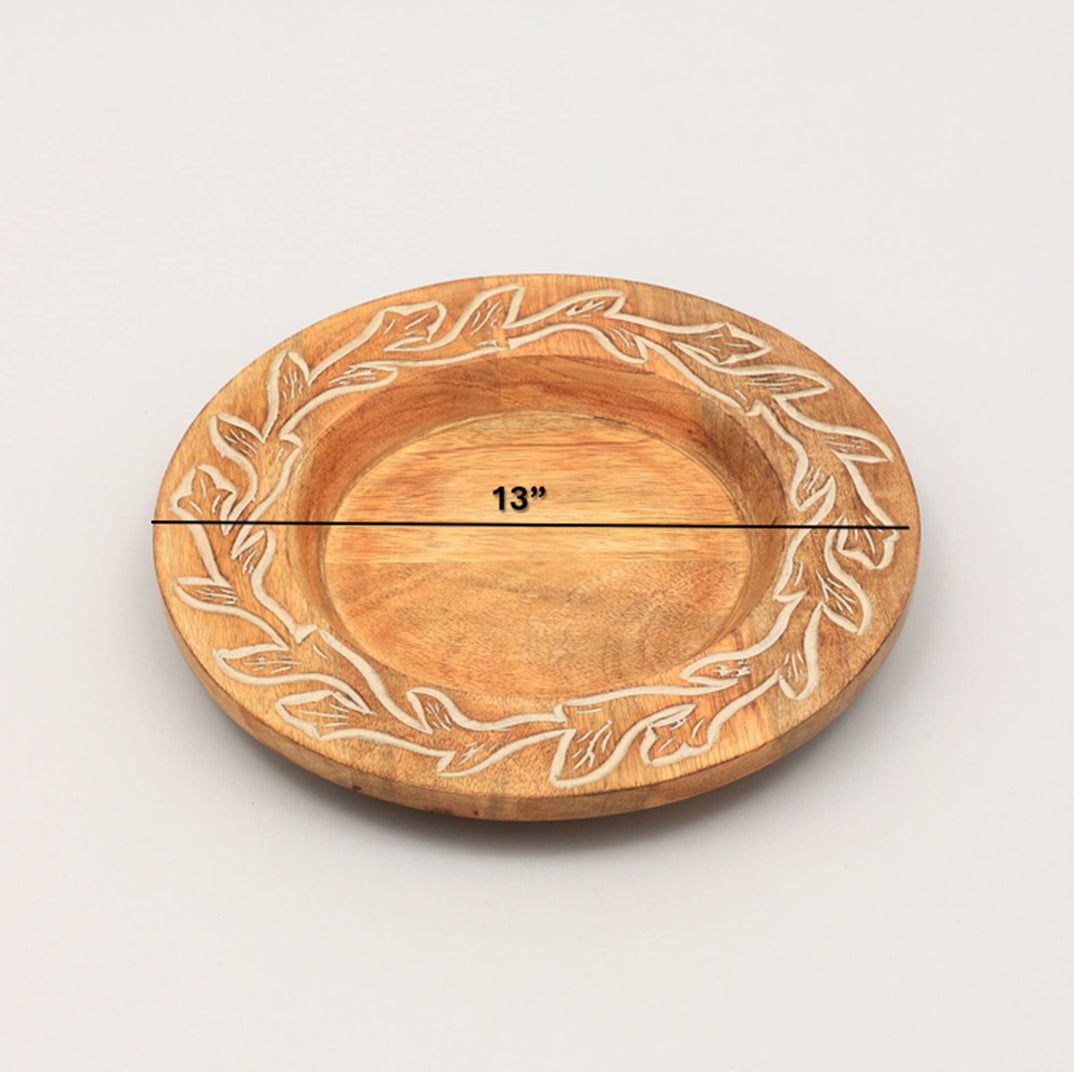 Wood Charger Plate | Handmade 13" Artisan Wooden Tableware | Rustic Dining Accent