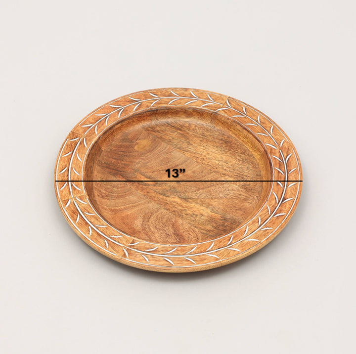 Wood Charger Plate | Handmade 13" Artisan Wooden Tableware | Rustic Dining Accent