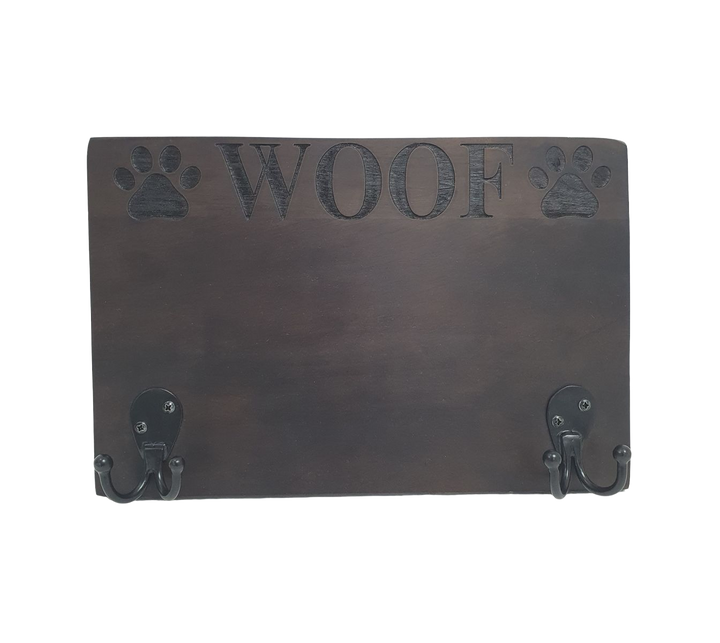 Woof Leash Holder | Handmade Wooden Dog Accessory Organizer | Wall Mounted Pet Leash Storage | Eco Friendly Pet Gear