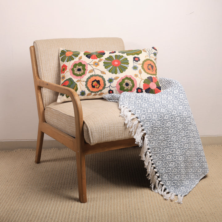 Floral Medley Pillow |24x14"| Cotton Fabric | Vibrant Design