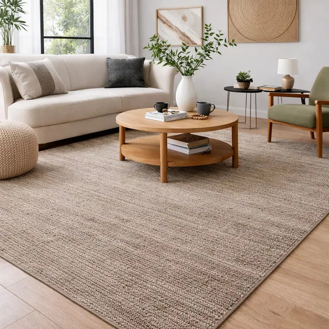 Area Rug | Brown PET Yarn Handloom Textured Rug