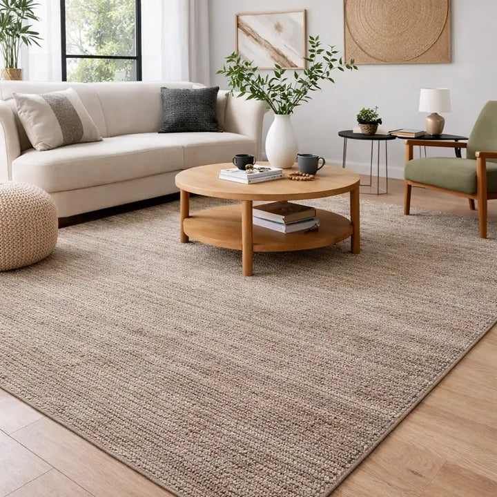 Area Rug | Brown PET Yarn Handloom Textured Rug