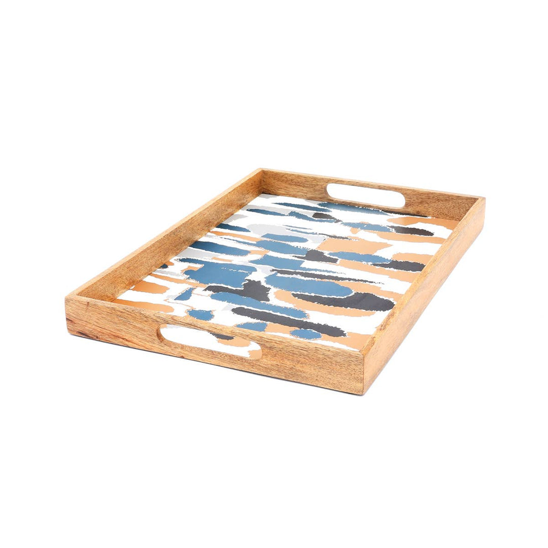 Wooden Muticolor Abstract Tray