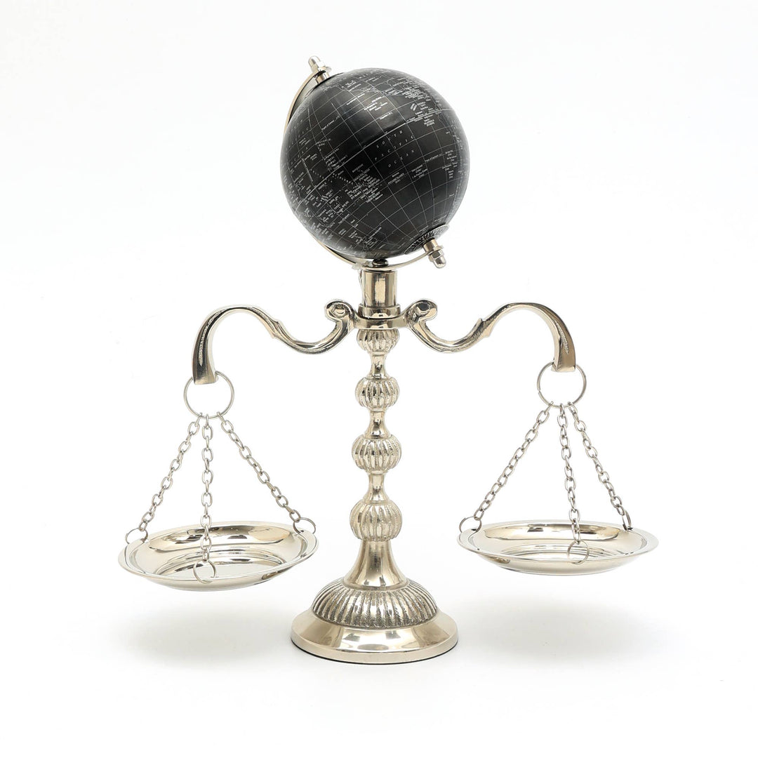 Vintage Style Libra With Globe-Scale Tray-Unique Centerpiece Stand