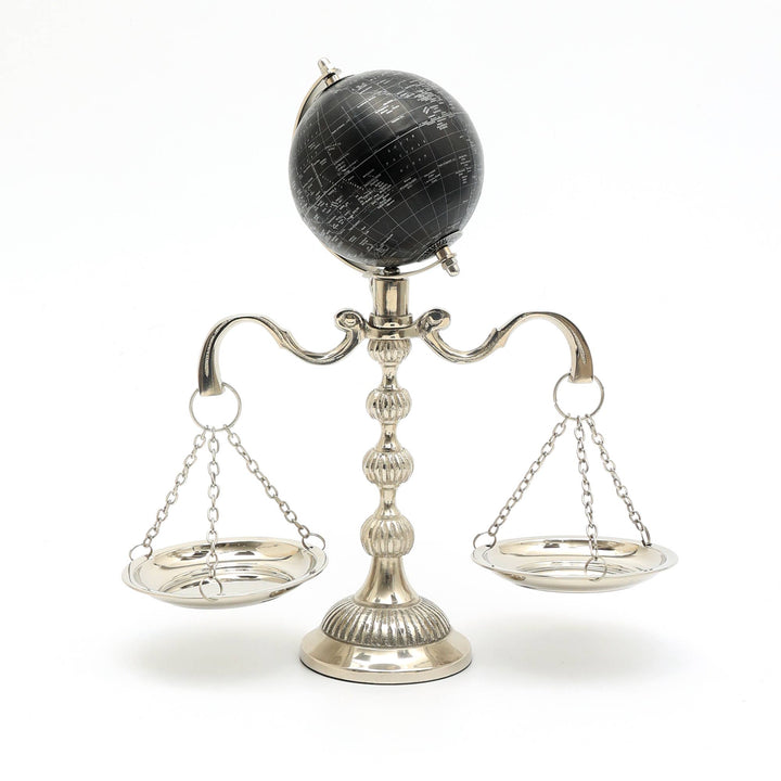 Vintage Style Libra With Globe-Scale Tray-Unique Centerpiece Stand