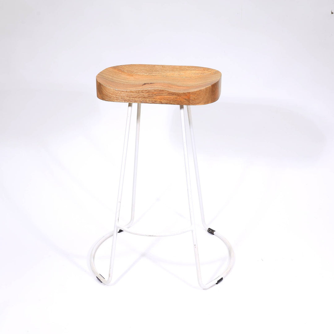 Saddle Seat Bar Stool With Natural Finish On Top (Set Of 2)