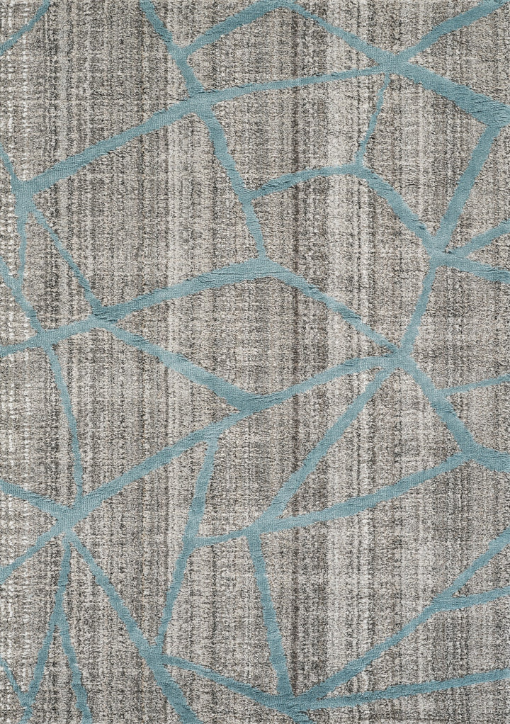 Modern Abstract Geometric Area Rug, Blue & Gray | Contemporary Indoor Accent Rug